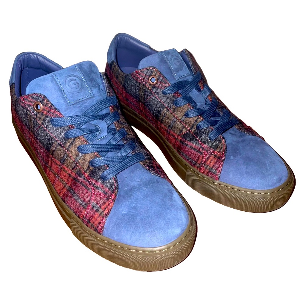 💖‎ GREATS Brooklyn The Royale Blue/Red Plaid Suede & Wool Sneakers